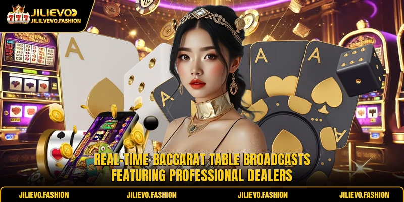 Real-time baccarat table broadcasts featuring professional dealers